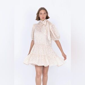 Sabina Musayev Brie Floral Burnout Dress with Large Bow 🪽 Medium NWOT